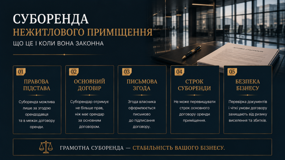 Суборенда нежитлового приміщення 5 Договір про суборенду нежитлового приміщення