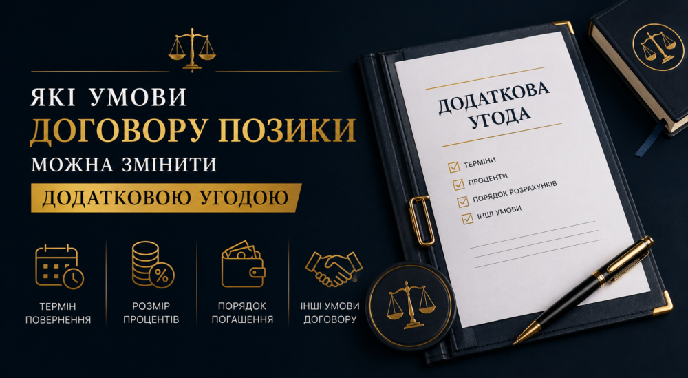 Які умови договору позики можна змінити додатковою угодою